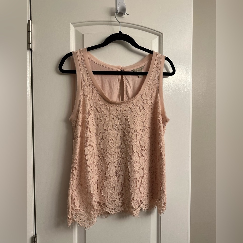 Banana Republic Size Small Pink Lace Sleeveless Top